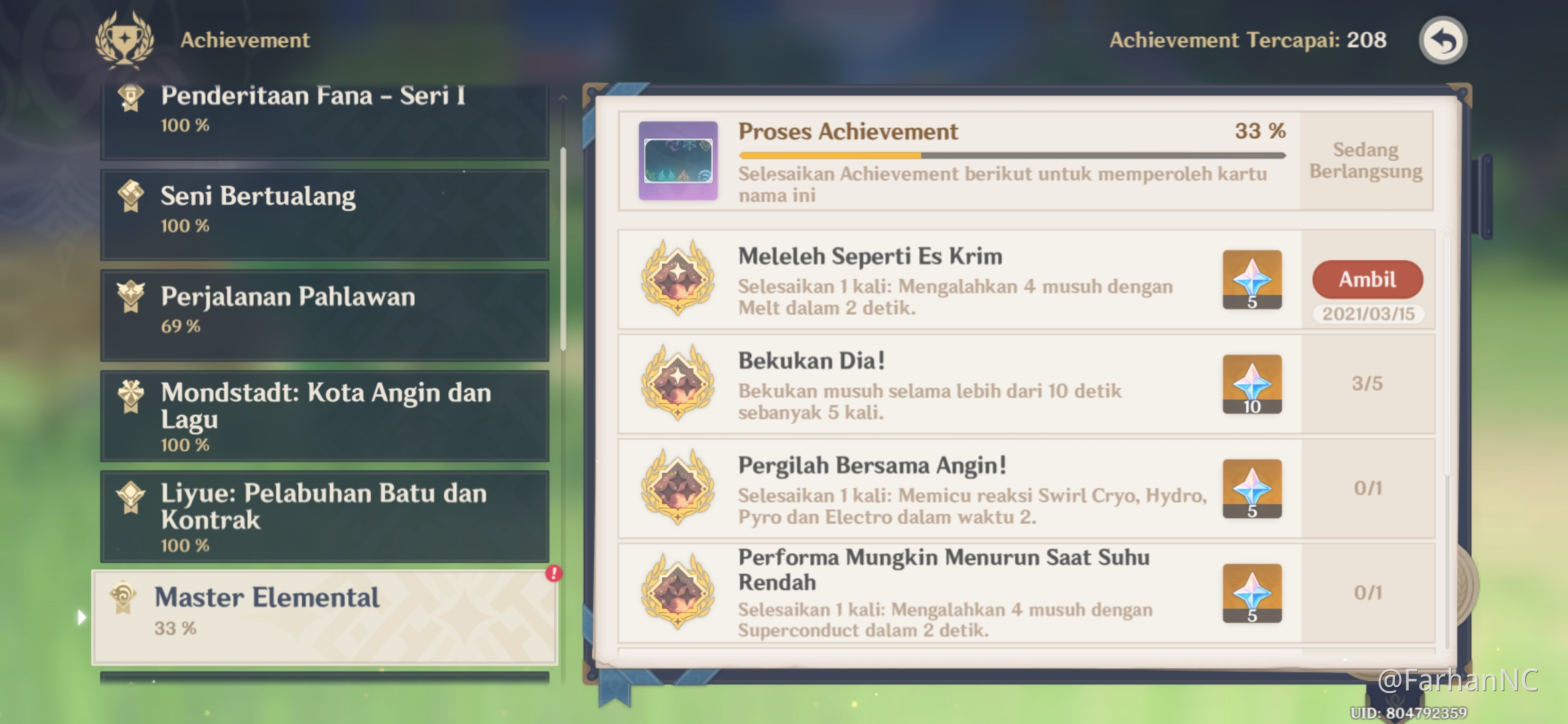 Lagi Menjalankan Daily Mission Tiba Tiba Dpt Achievement Mungkin Kena