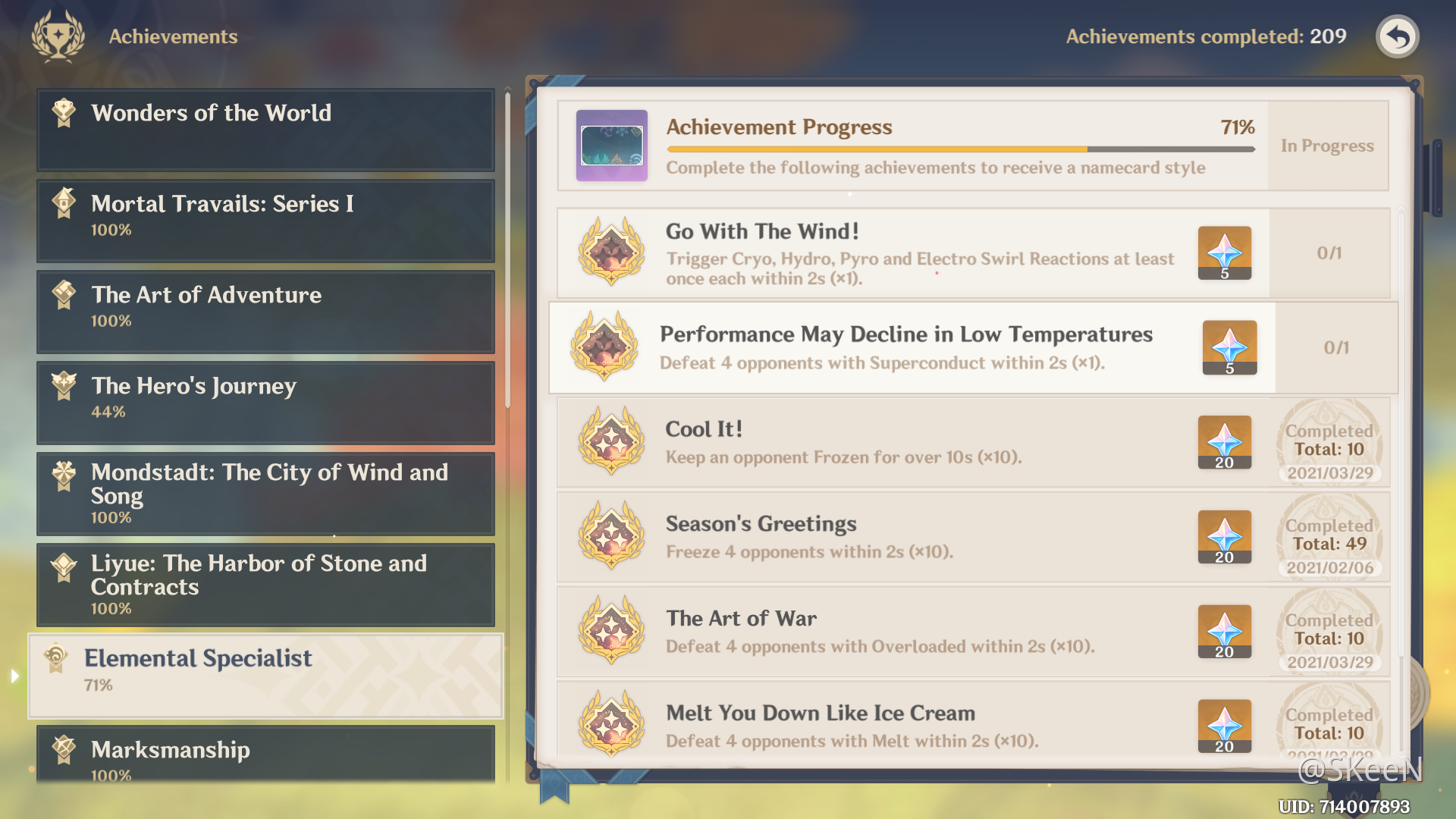 Elemental Specialist Achievements Genshin Impact Hoyolab