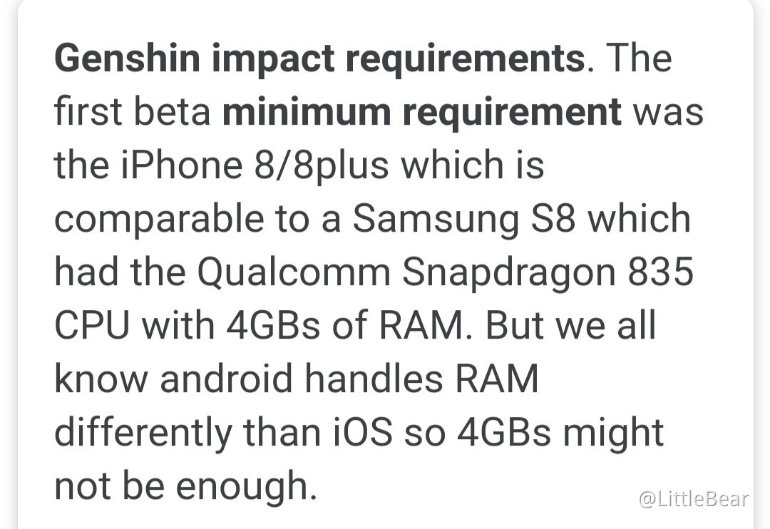 minimum ram for genshin impact android