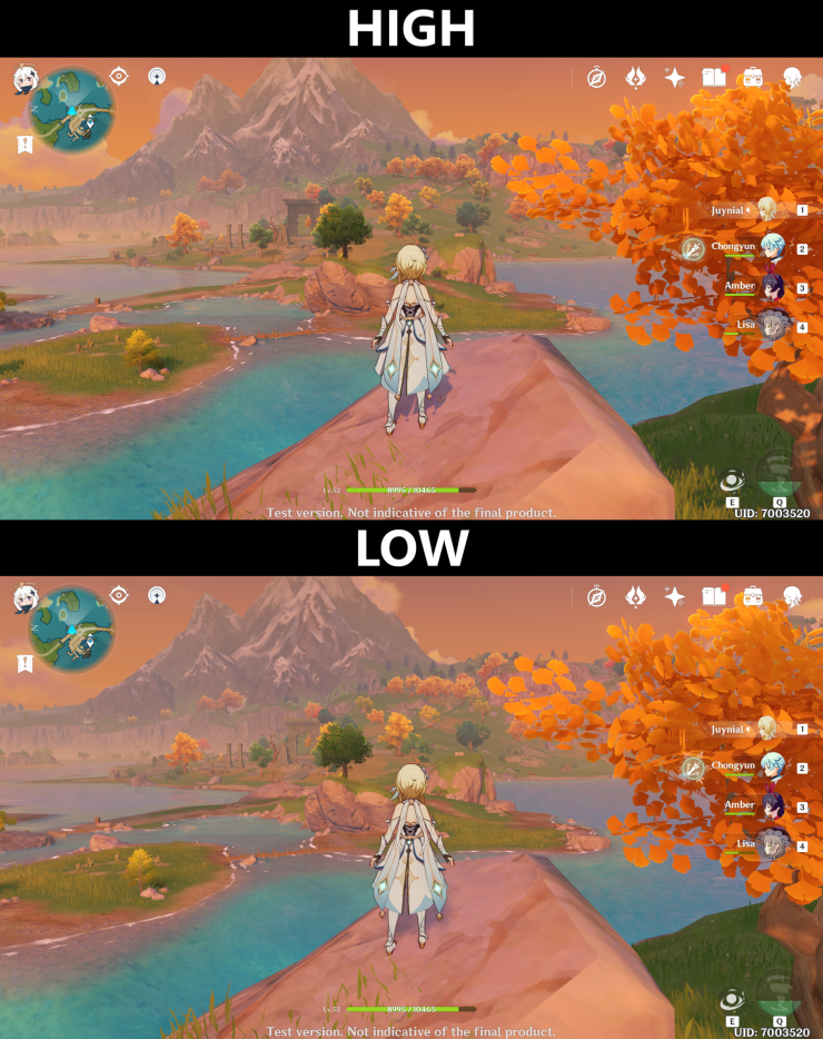 [pc] Comparison Between Low And High Settings Genshin Impact