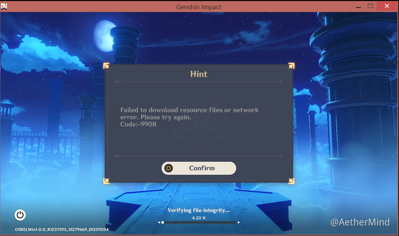 genshin impact download latest game file error