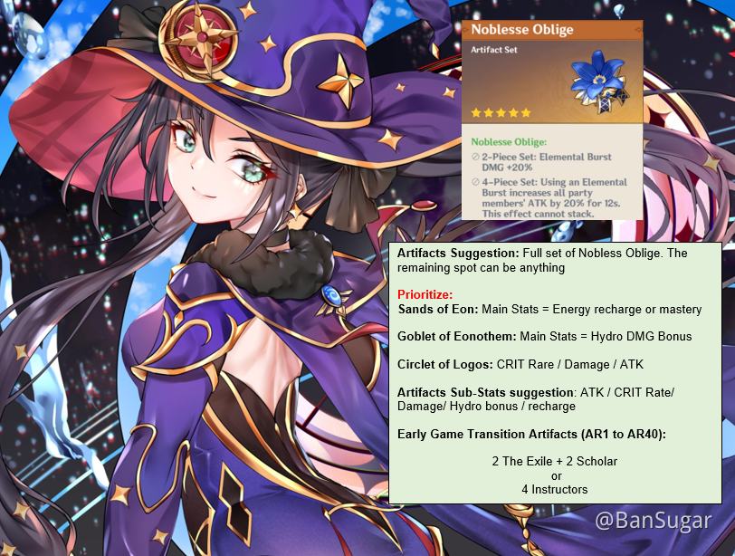 [Guide] Mona Weapon/Artifacts Suggestions Genshin Impact