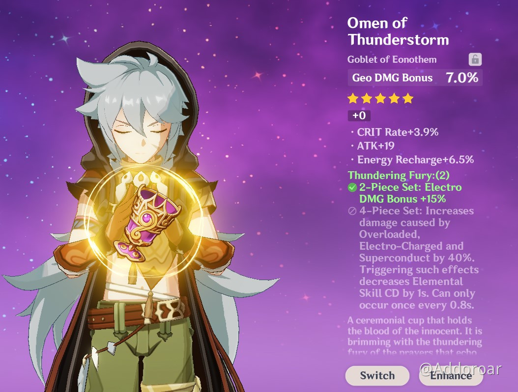 Geo DMG Bonus on a good Electro artifact is just unfair. It doesn