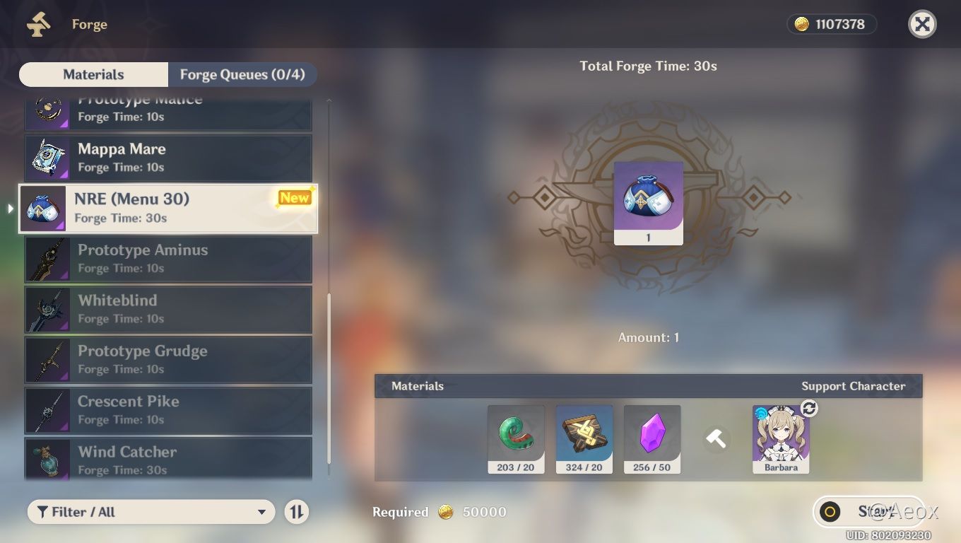 Time to craft my NRE Genshin Impact HoYoLAB