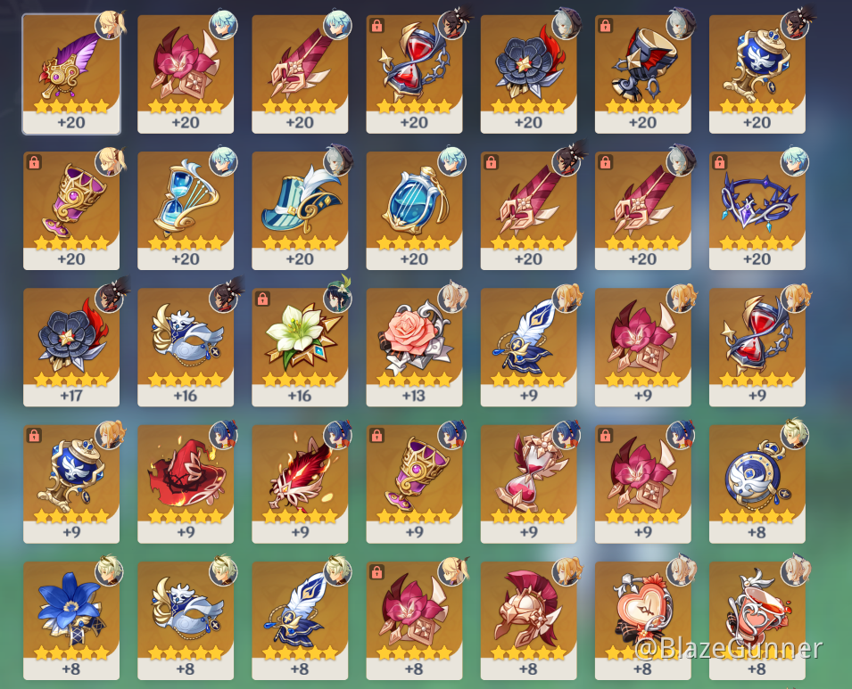 genshin impact artifact sets