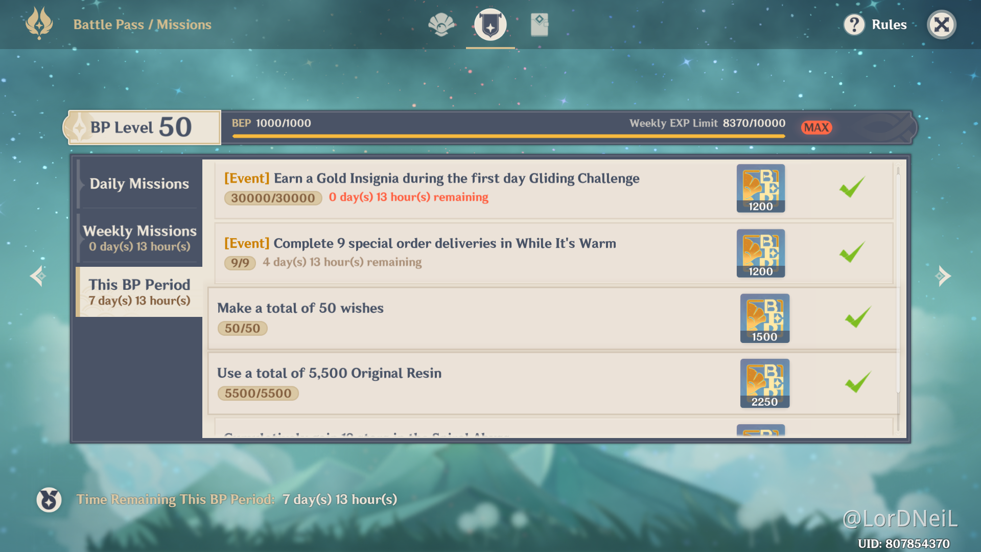 Battle pass Genshin Impact HoYoLAB