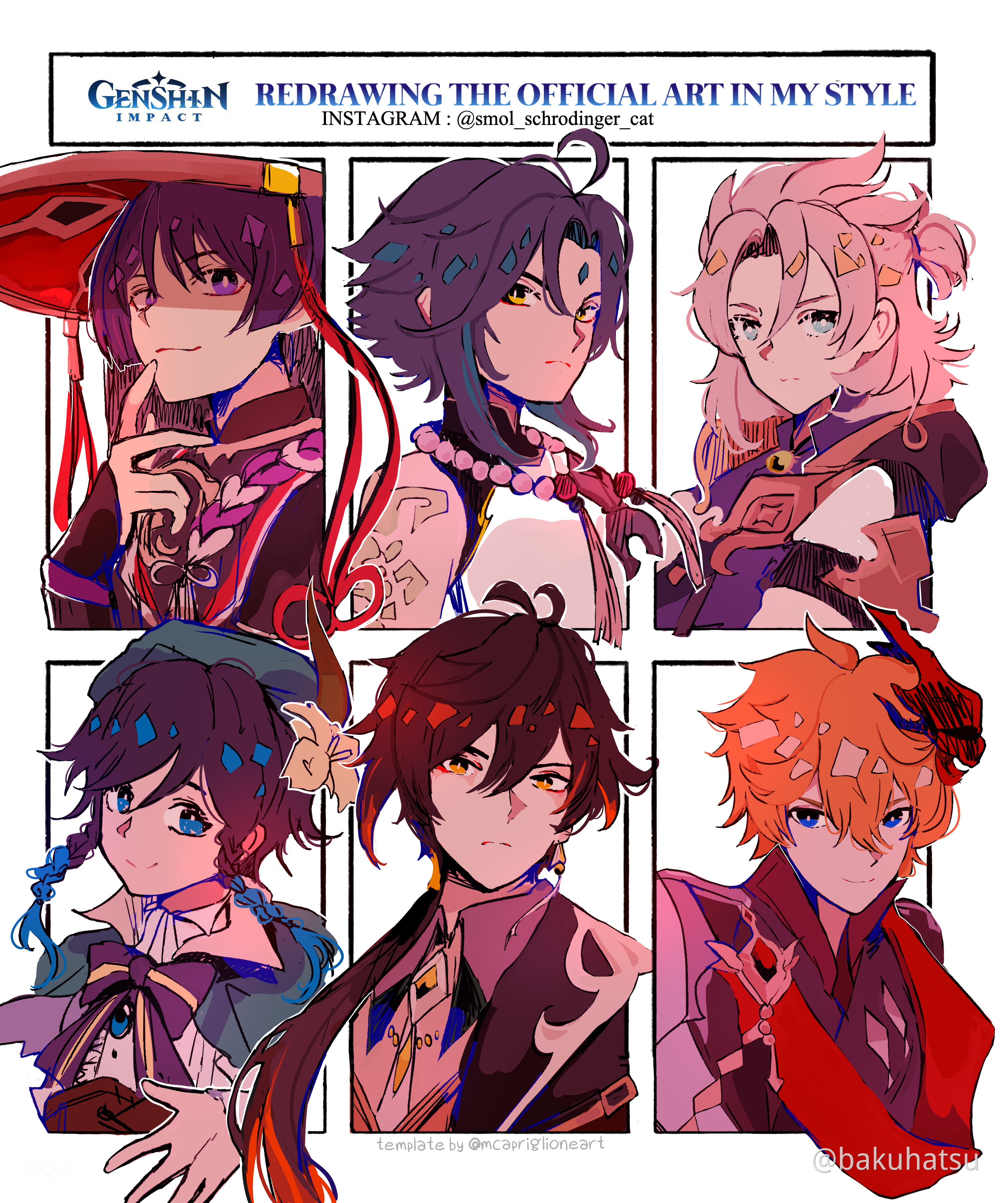 Redrawing Of 6 Characters In My Style Mihoyo Player Community Redrawing Of 6 Characters In My Style Mihoyo Player Community