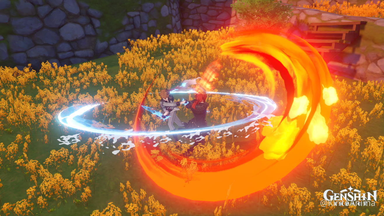 Diluc Childe Slash With Elemental Skills Elemental Burst Genshin Impact Official Community