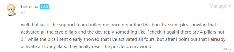 4 Cryo Pillars Bugged Our Support Team Part 2 Genshin Impact Official Community