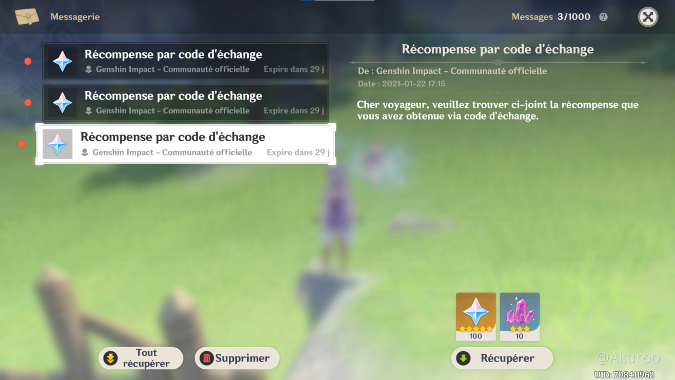Expirer 3 Codes D Echange Genshin Impact Official Community