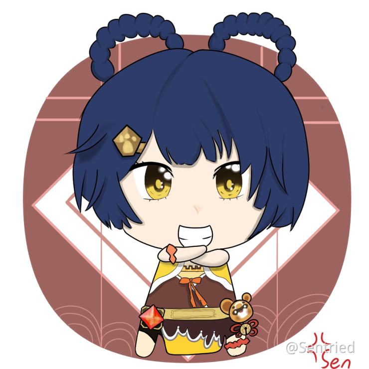 Official Genshin Impact Xiangling Chibi Metal Keychain Mihoyo Animation Collectables Collectables