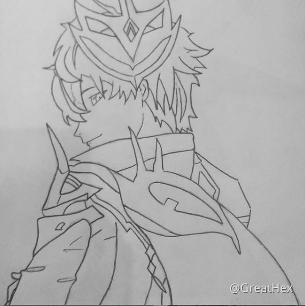 Childe Pencil Drawing Hoyoverse Player Community
