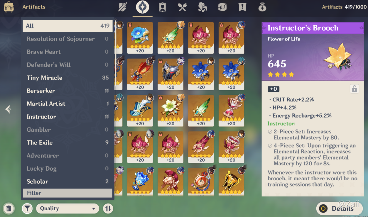 A Better Artifact Filtering In Inventory Genshin Impact Official Community