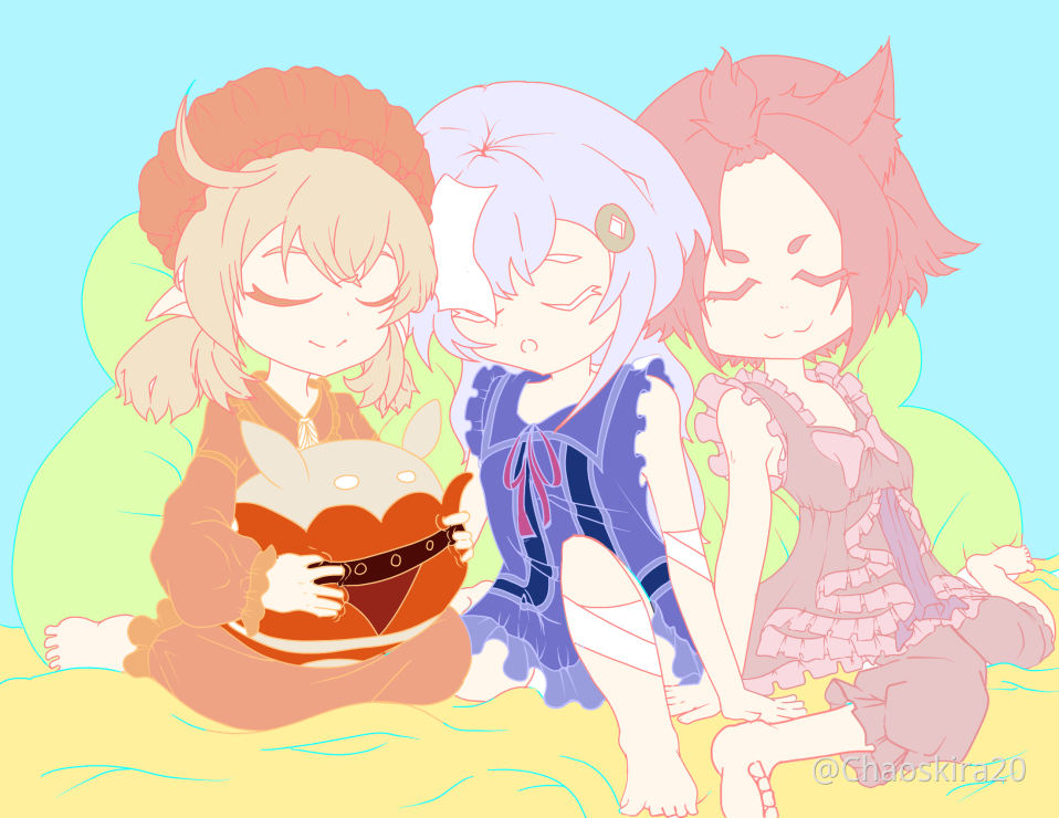 Genshin Impact Klee Qiqi Diona Fanart Sleeping Loli S Klee Qiqi Diona Wip Base Color Genshin Impact Official Community klee qiqi diona wip base