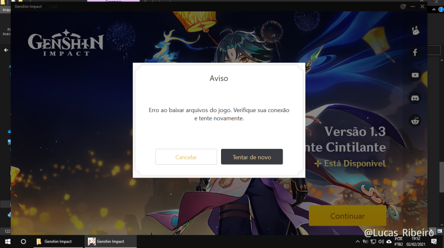 Atualização do launcher para de 15 em 15 segundos Genshin Impact HoYoLAB