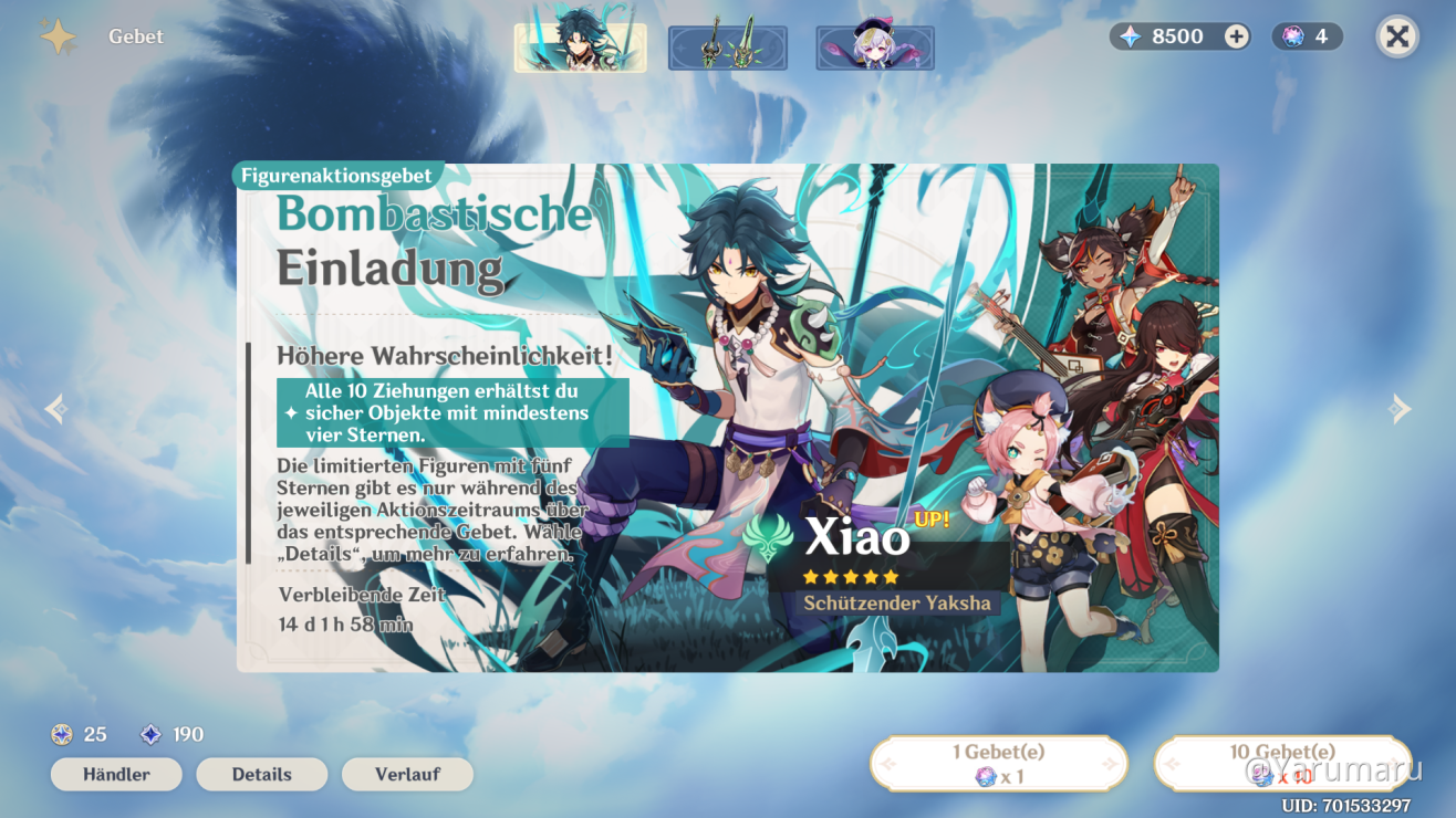 Endlich Xiao Gezogen O Player Community