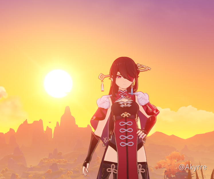 the statue of the seven at mingyun village at 17:00 has great sunsets ...