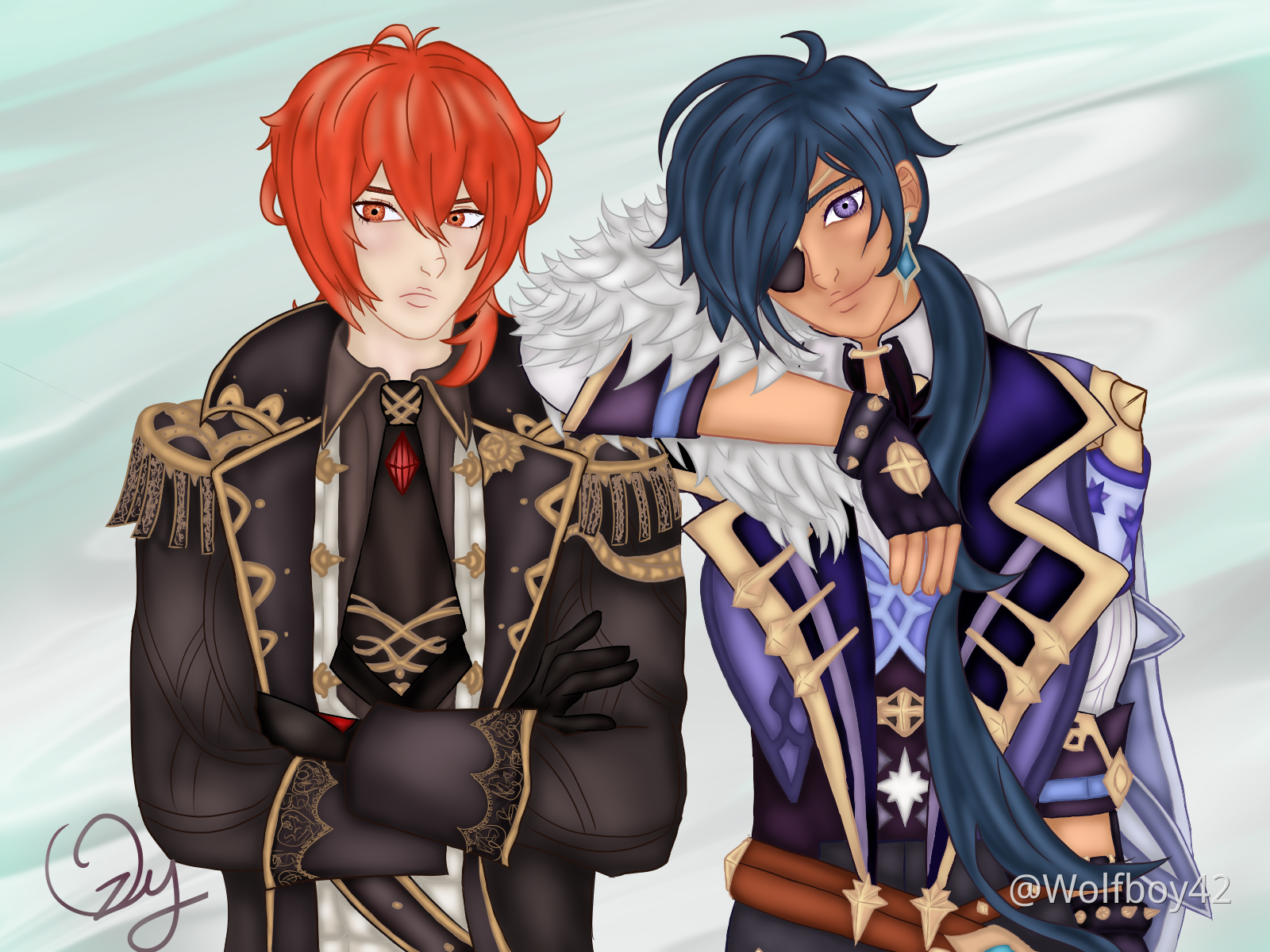 Luckae Fan Art of Diluc and Kaeya Genshin Impact | HoYoLAB