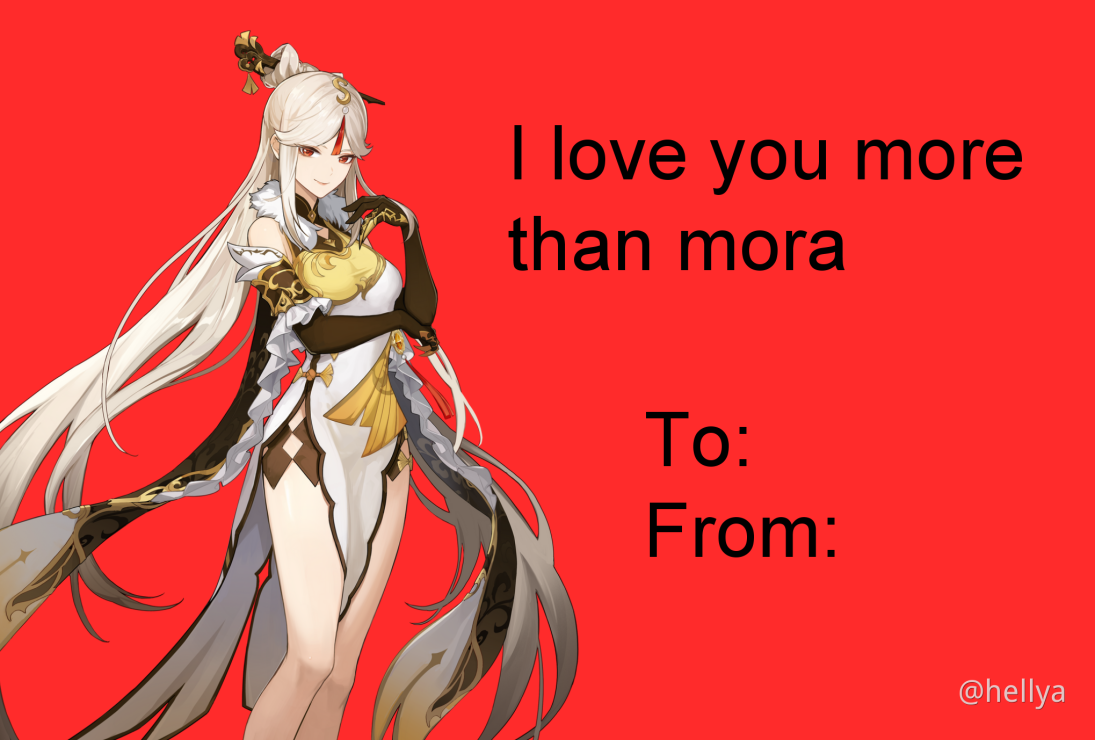 Genshin Impact Inspired Valentine S Day Cards Genshin Impact Official Community Red cat cute pun valentines day card. day cards genshin impact