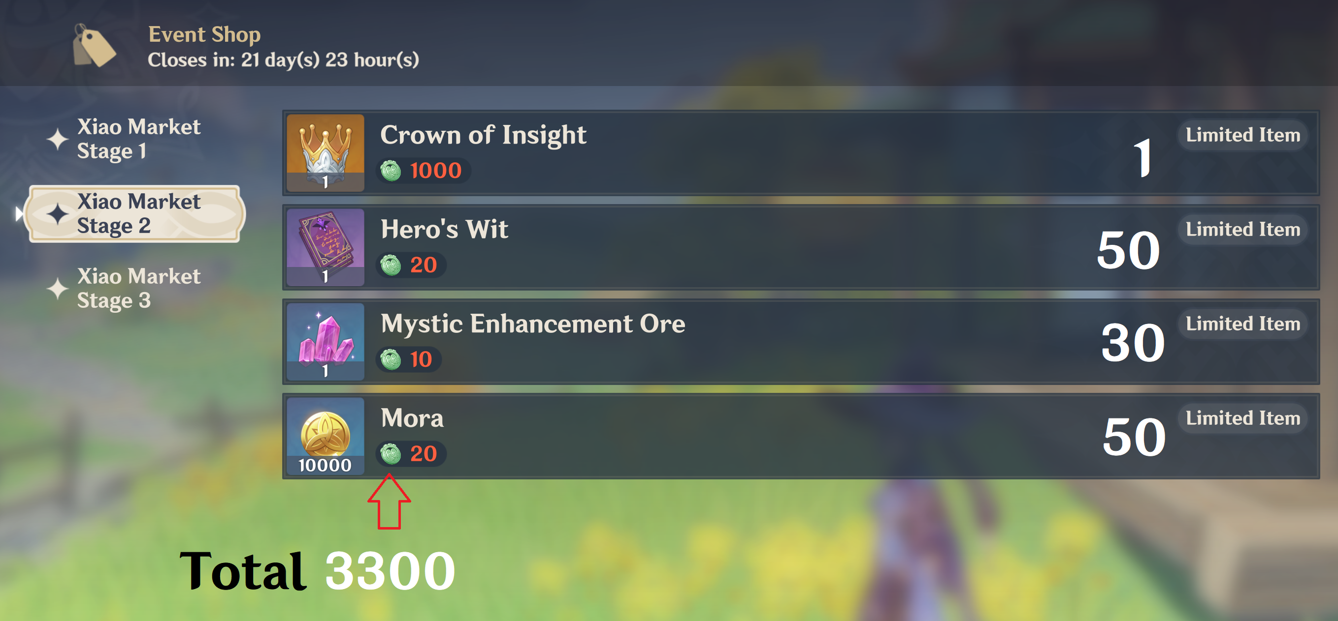 Xiao Market Reward Amount and Cost Genshin Impact HoYoLAB