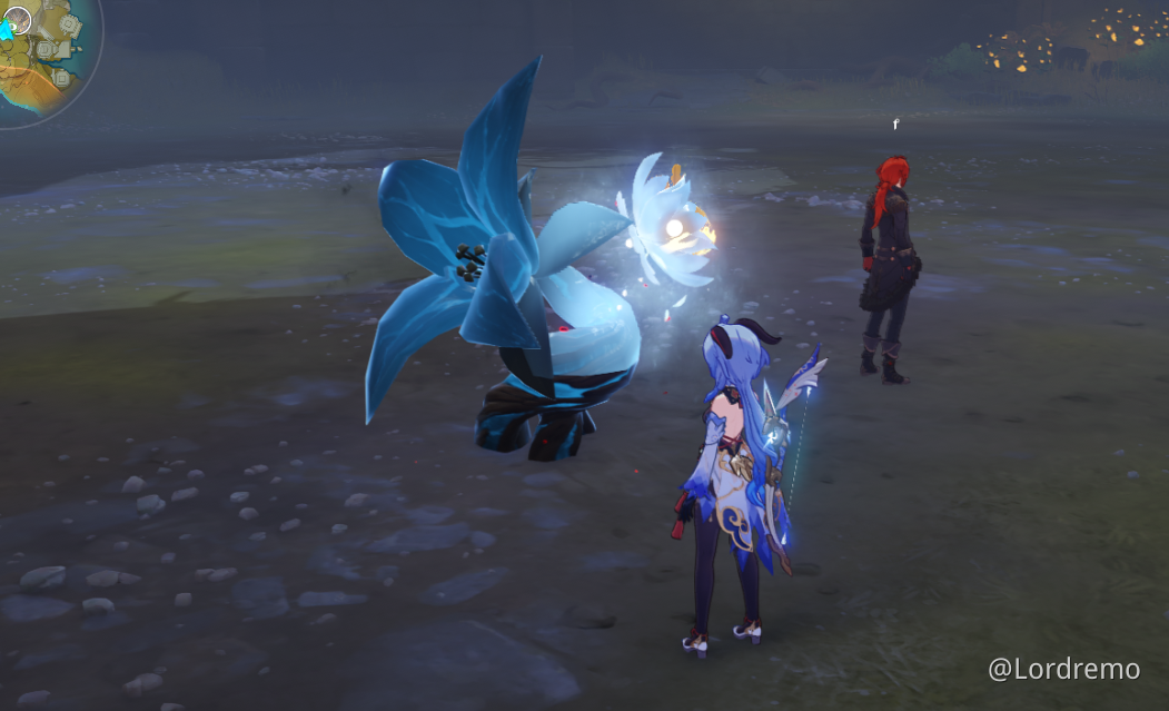 Little Beelie getting Nectar from Ganyu's flower