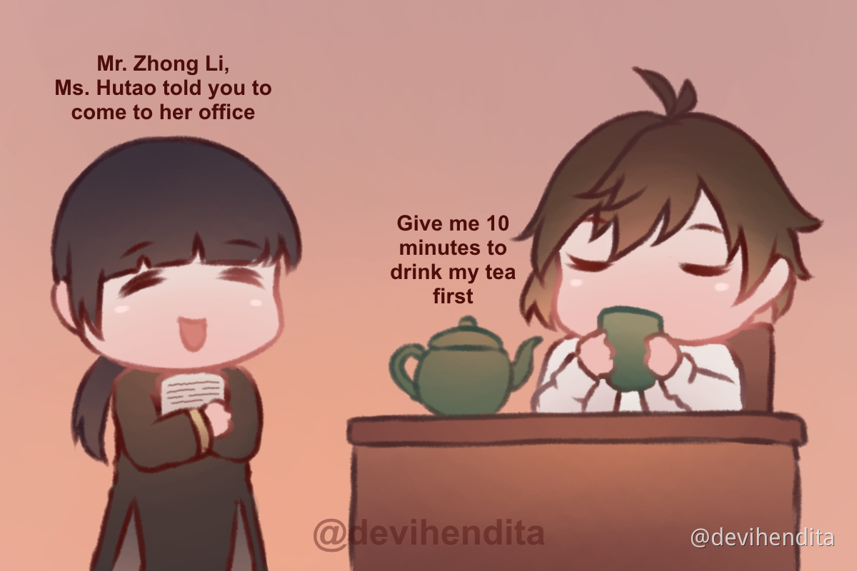 Zhongli really loves his tea set💖 Genshin Impact HoYoLAB