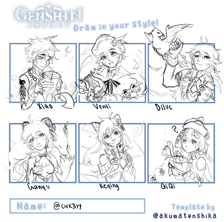 Six Character Fanart Sketches Done Genshin Impact Official Community