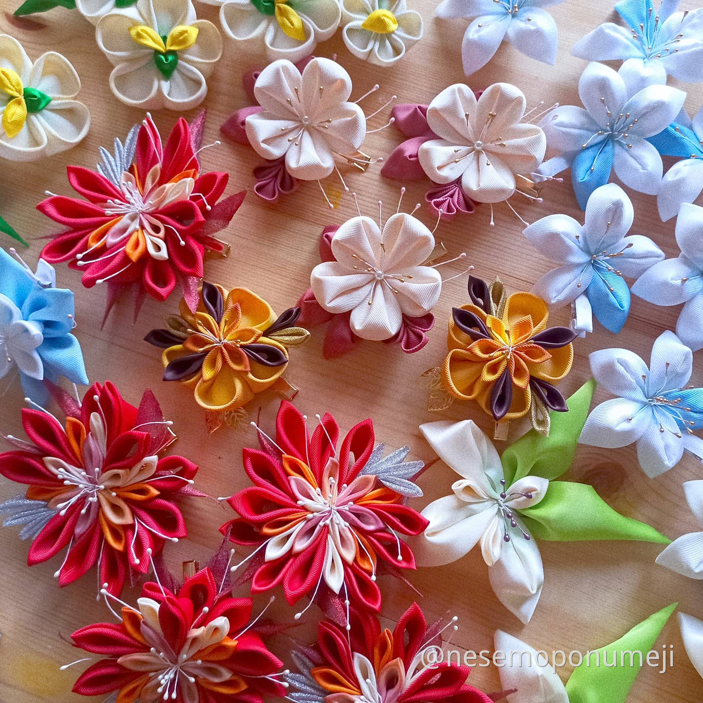 So my GI inspired kanzashi hair clips turned out well after 3 weeks in ...