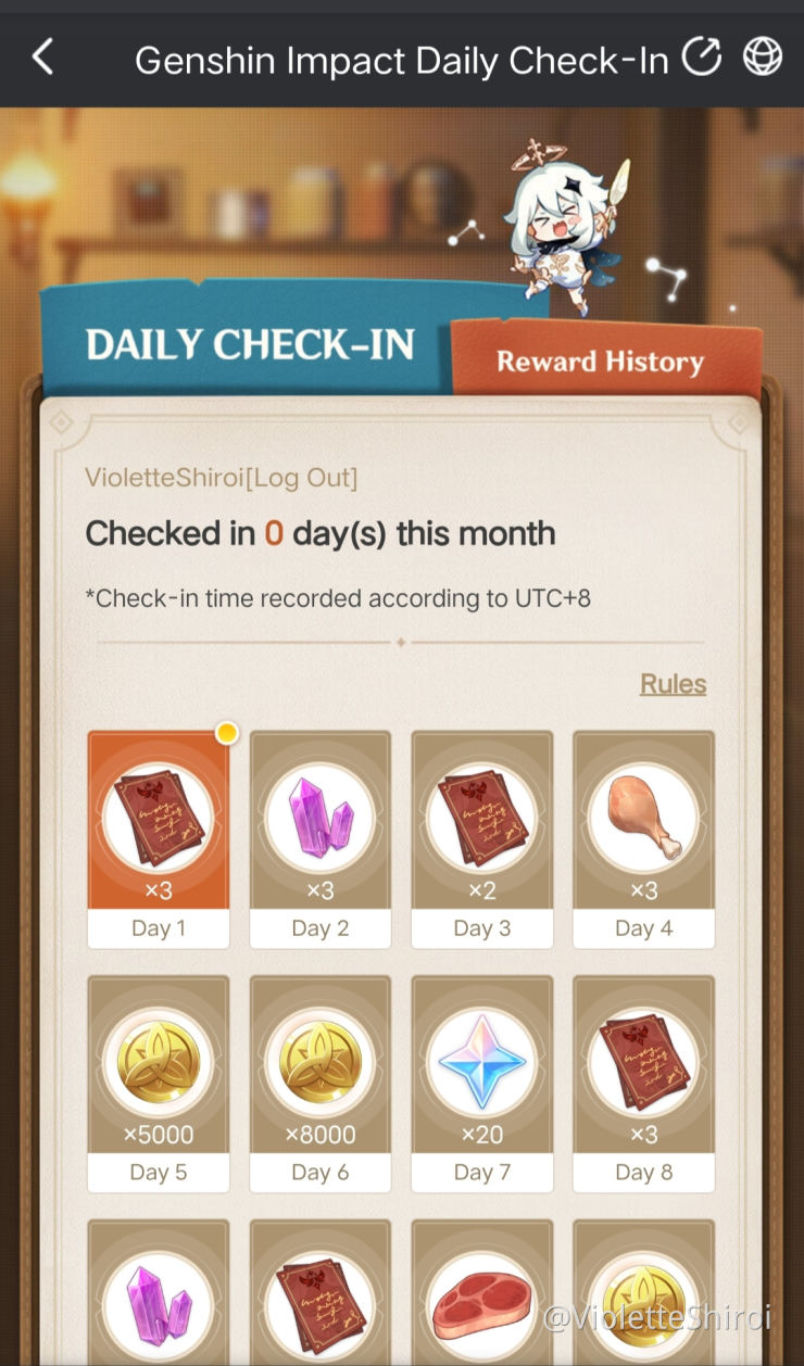 April 2021 Daily Check In Rewards Reset Genshin Impact Official Community