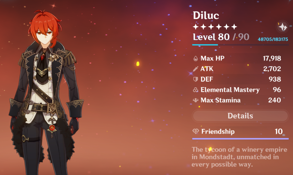 Physical Damage Diluc Genshin Impact Official Community