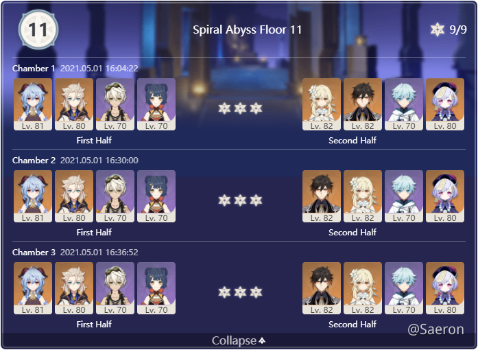 Ver 1 5 Spiral Abyss Floor 12 9 Stars Mihoyo Player Community