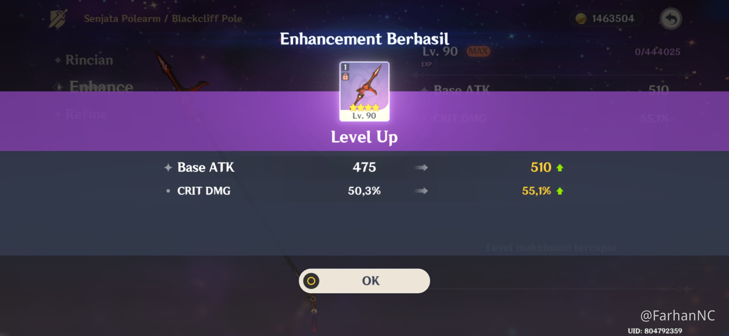 Akhirnya Dah Max Juga, Tadi Saya Coba Grinding 2x Untuk Up Ke Lvl 90 ...