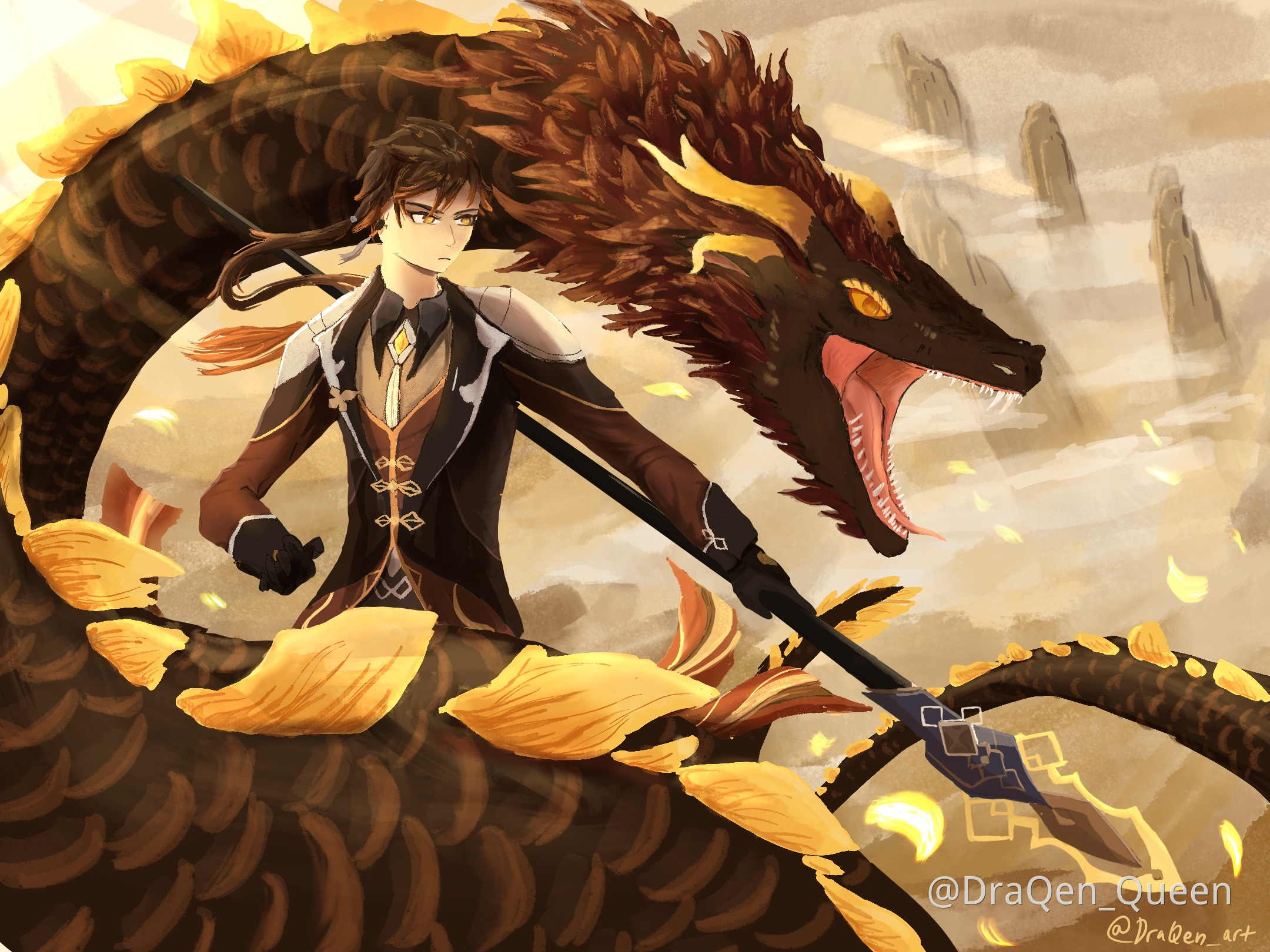 Zhongli and his dragon | Heart of Bedrock fanart Genshin Impact | HoYoLAB