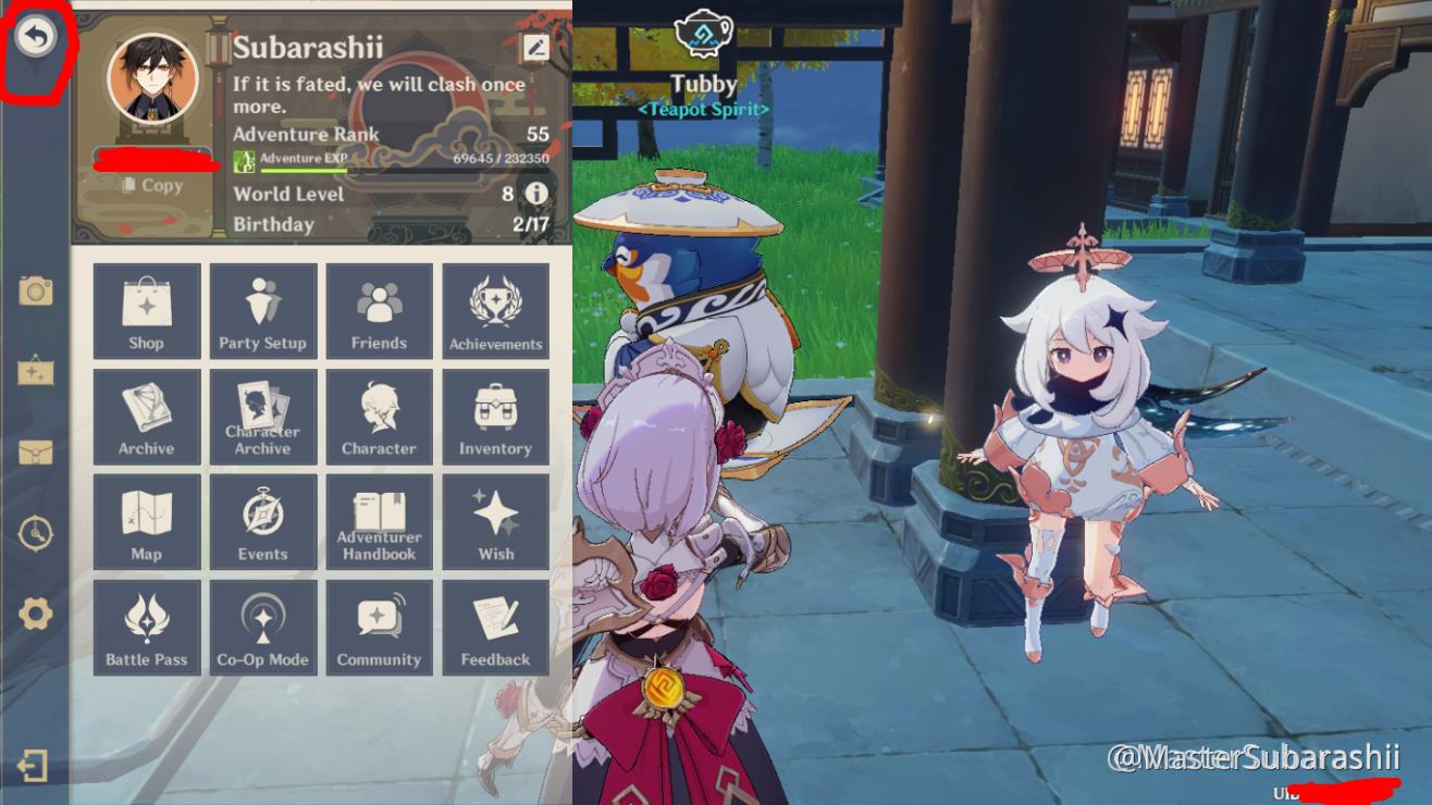 Go back button should be added everywhere like in the Paimon menu ...